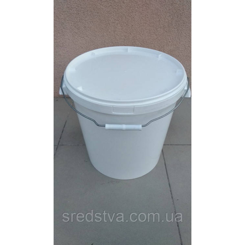 Відро поліпропіленове (для харчових продуктів) 20л кругле, біле + кришка + металева ручка Відро поліпропіленове (для харчових продуктів) 20л кругле, біле + кришка + металева ручка