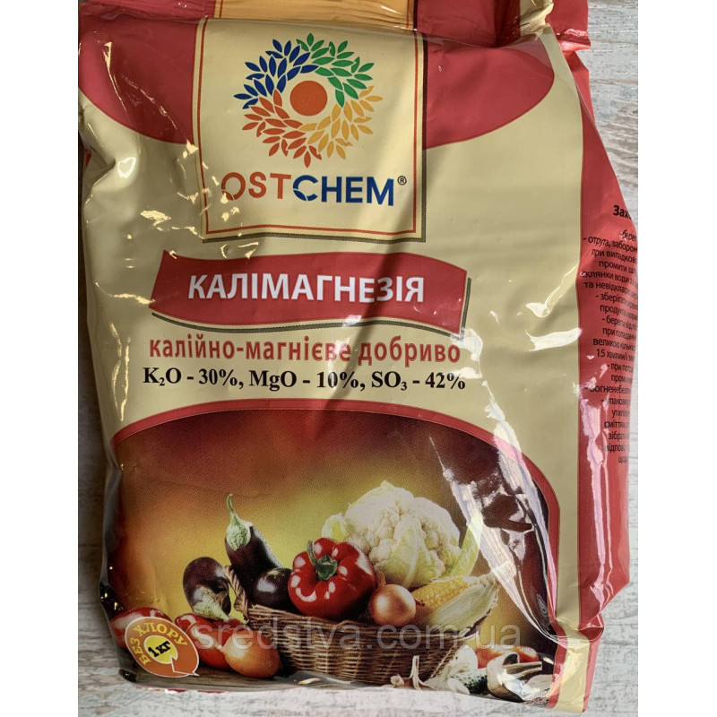 Калімагнезія 1кг Калійно-магнієве добриво K2O-30%, MgO-10%, So3-42%, OstChem Калімагнезія 1кг Калійно-магнієве добриво K2O-30%, MgO-10%, So3-42%, OstChem